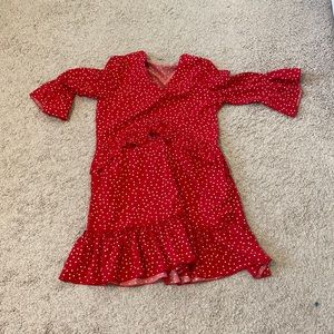 Red polka dot dress